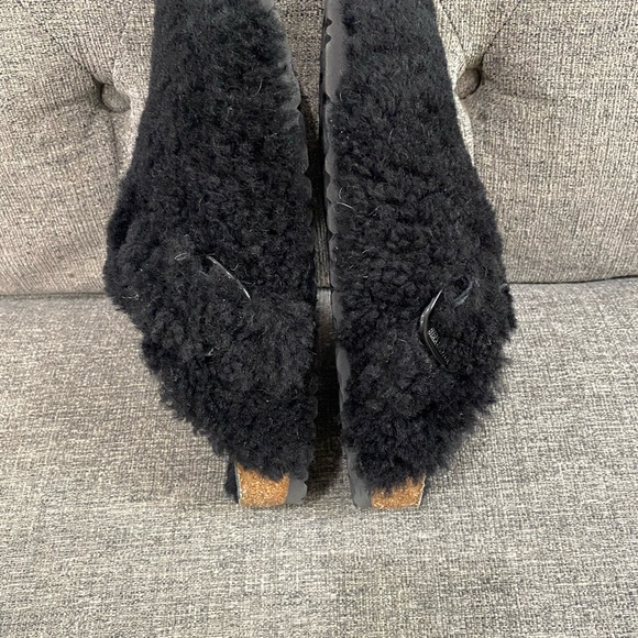 Birkenstock Boston Sherling Real Fur Black Clogs Women Size 7 - Picture 10 of 11